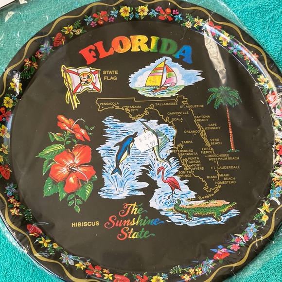 Nip Vintage Florida Metal Tray - Picture 1 of 6